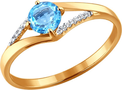 Золотое кольцо SOKOLOV 714118 с топазом, фианитами