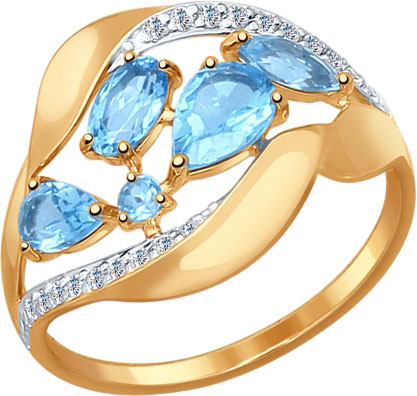 Золотое кольцо SOKOLOV 714474 с топазами, фианитами
