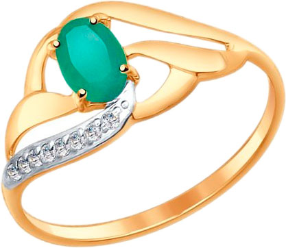 Золотое кольцо SOKOLOV 714649 агатом, фианитами