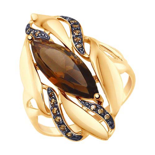 Золотое кольцо SOKOLOV 714800_s c топазом, фианитом