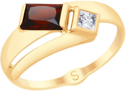 Золотое кольцо SOKOLOV 715055 с гранатами, фианитами Swarovski
