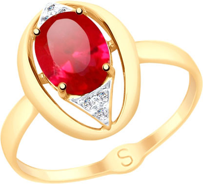 Золотое кольцо SOKOLOV 715153 с корундом, фианитами