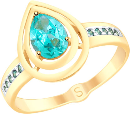 Золотое кольцо SOKOLOV 715317 с топазами Swarovski, фианитами Swarovski