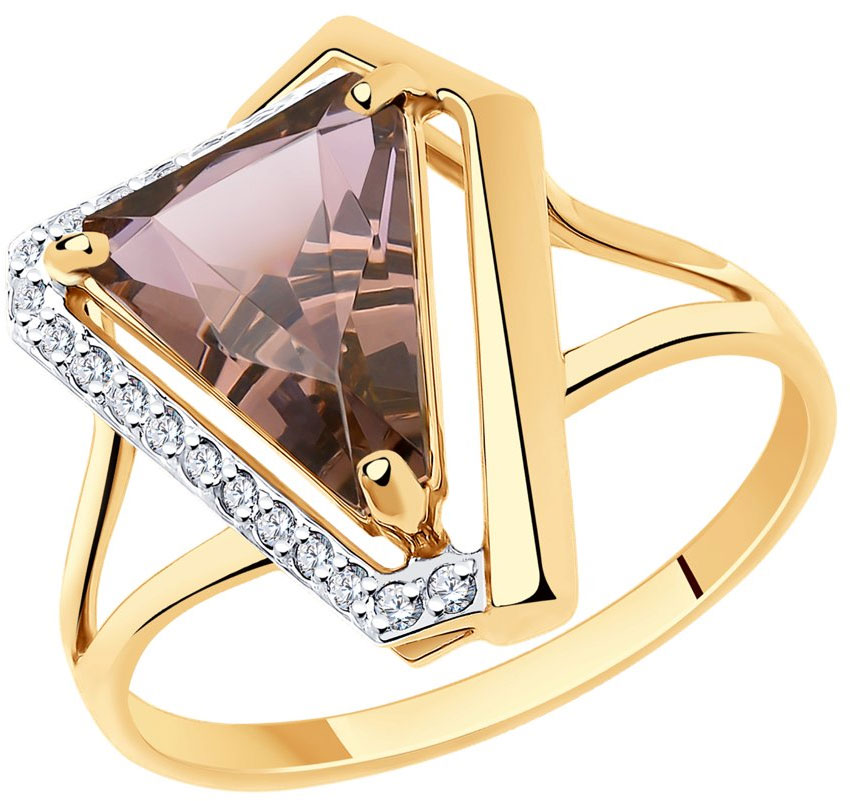 Золотой перстень SOKOLOV 716039 с ситаллом, фианитами