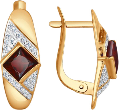 Золотые серьги SOKOLOV 724844 с гранатами, фианитами
