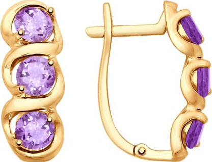 Золотые серьги SOKOLOV 725145 с аметистами