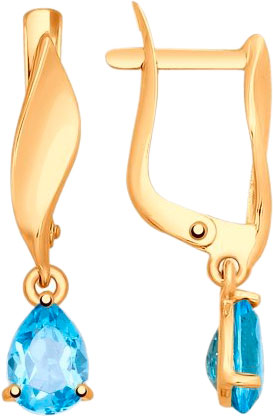 Золотые серьги с подвесками SOKOLOV 725165 с топазами