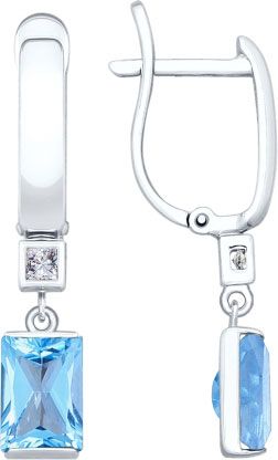 Серьги с подвесками из белого золота SOKOLOV 725345 с топазами, фианитами Swarovski