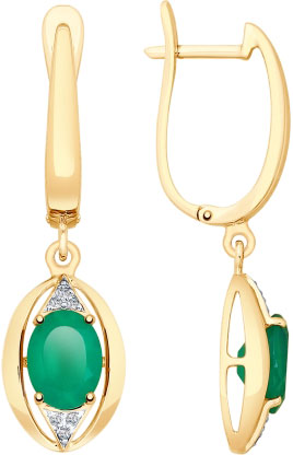 Золотые серьги с подвесками SOKOLOV 725375 с агатами, фианитами