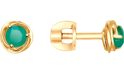 Золотые серьги-пусеты (гвоздики) SOKOLOV 725415 с агатами