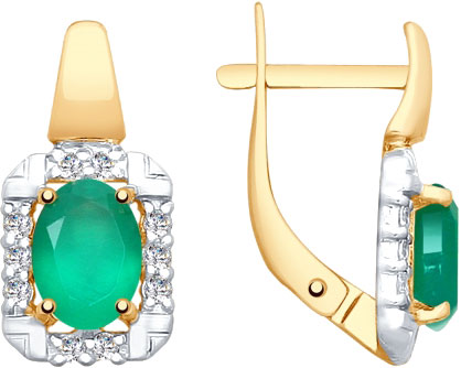 Золотые серьги SOKOLOV 725614 с агатами, фианитами