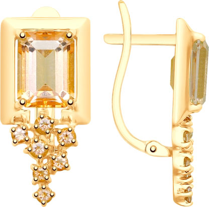 Золотые серьги SOKOLOV 725708 с топазами Swarovski