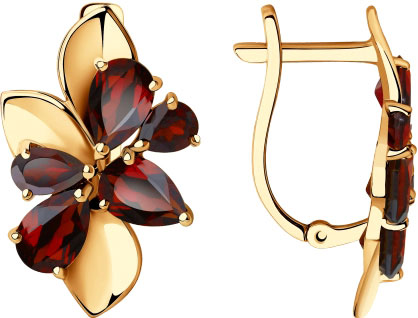 Золотые серьги SOKOLOV 725974 с гранатами