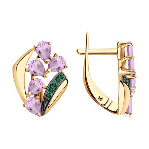 Золотые серьги SOKOLOV 726038_s c аметистом, фианитом
