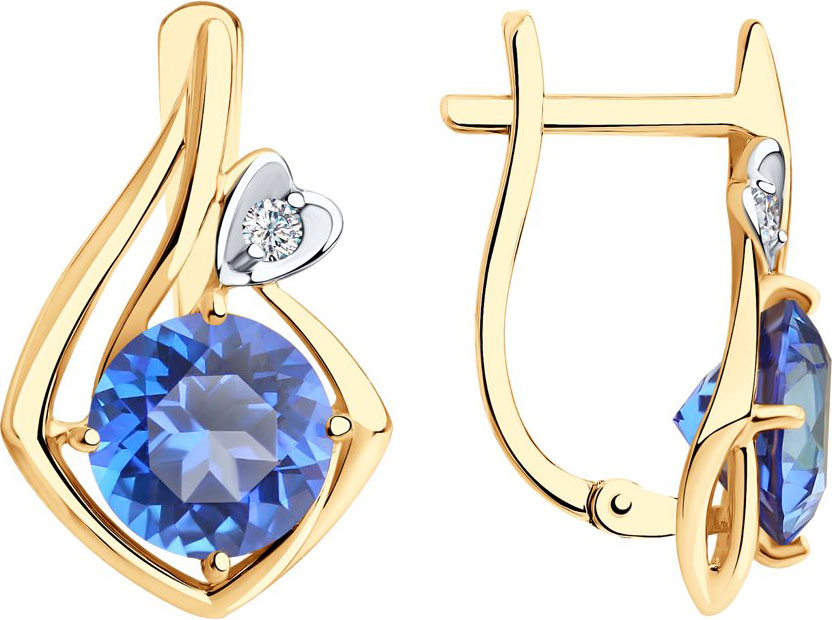Золотые серьги SOKOLOV 726204 с топазами Swarovski, фианитами Swarovski