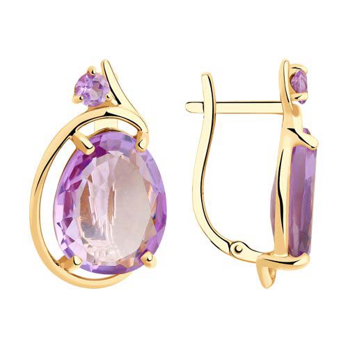 Золотые серьги SOKOLOV 726869_s c аметистом