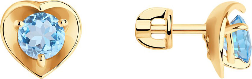 Золотые серьги пусеты-гвоздики SOKOLOV 727053 с топазами