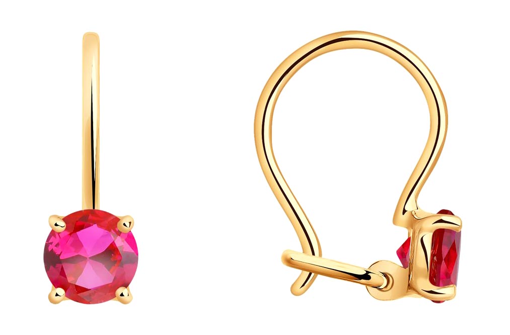 Детские золотые серьги SOKOLOV 727429 с корундами