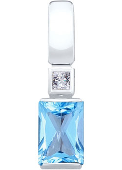 Кулон из белого золота SOKOLOV 731707 с топазом, фианитом Swarovski