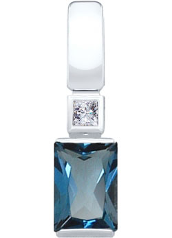 Кулон из белого золота SOKOLOV 731708 с Лондон топазом, фианитом Swarovski