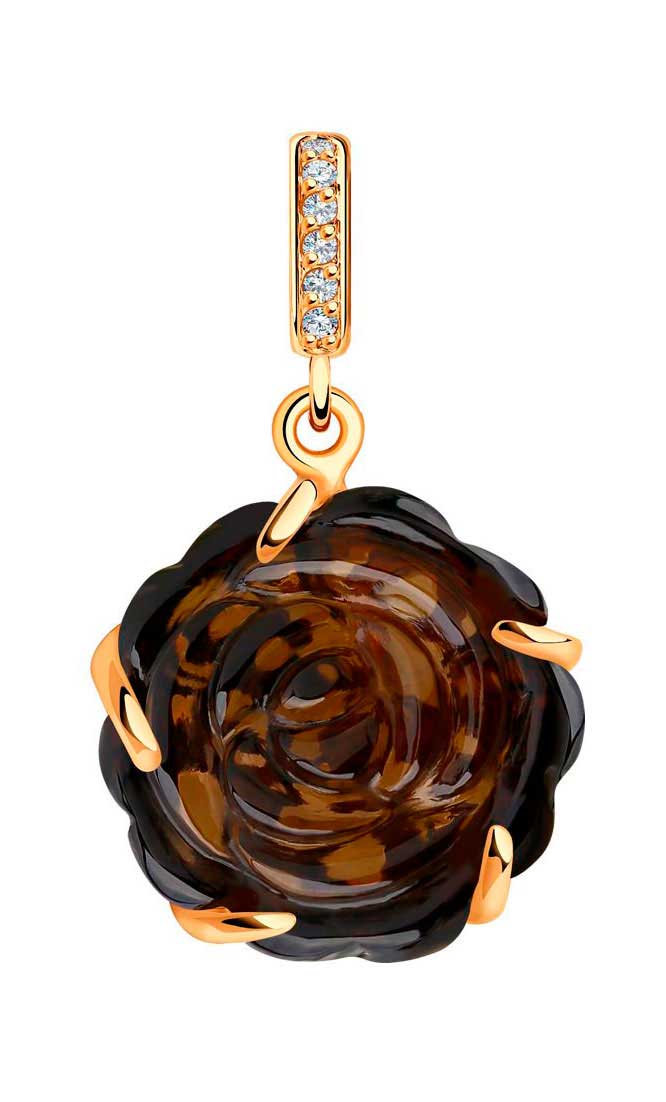 Золотой кулон SOKOLOV 732281_s-ucenka c раухтопазом, фианитом