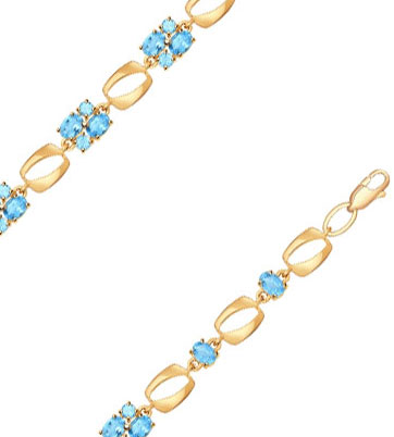 Женский золотой браслет цепь SOKOLOV 750216 с топазами