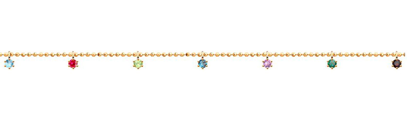 Золотой браслет цепь с подвесками SOKOLOV 750417 с ситаллом, хризолитом, родолитом, гранатом, топазами London Blue, аметистом