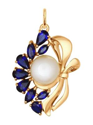 Золотой кулон SOKOLOV 793020 с жемчугом, корундами