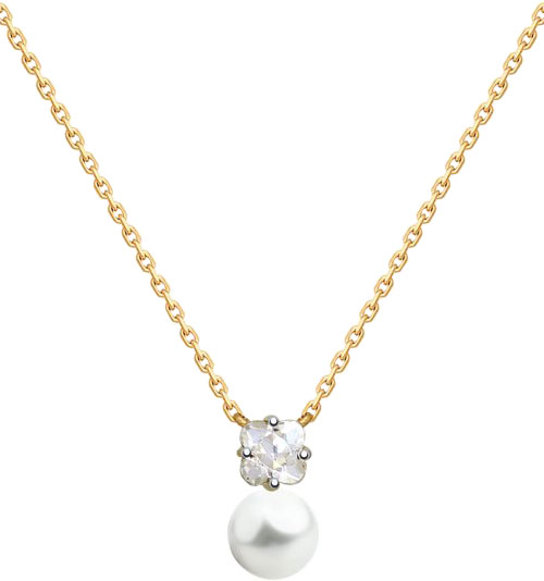 Золотое колье с подвеской SOKOLOV 797026 с жемчугом, фианитом Swarovski