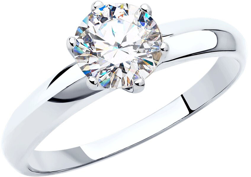 Помолвочное кольцо из белого золота SOKOLOV 81010246 с фианитом Swarovski