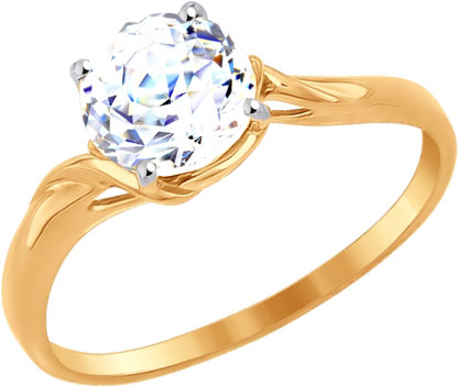 Золотое кольцо SOKOLOV 81010264 с фианитом Swarovski