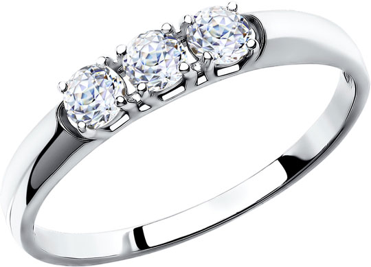 Кольцо из белого золота SOKOLOV 81010284 с фианитами Swarovski