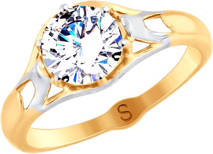 Золотое кольцо SOKOLOV 81010361 с фианитом Swarovski