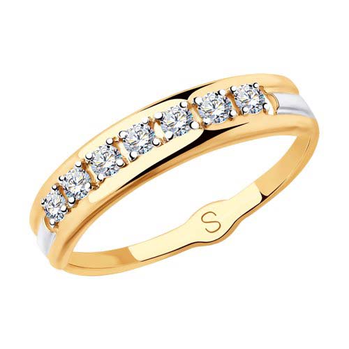 Золотое кольцо SOKOLOV 81010426_s c фианитом, cо Swarovski
