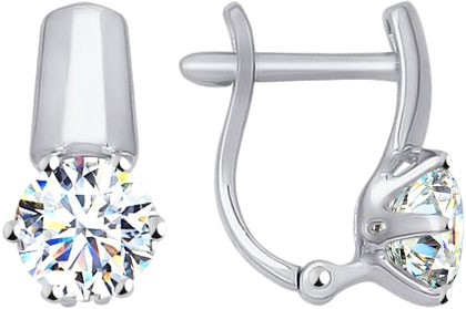 Серьги из белого золота SOKOLOV 81020215 с фианитами Swarovski