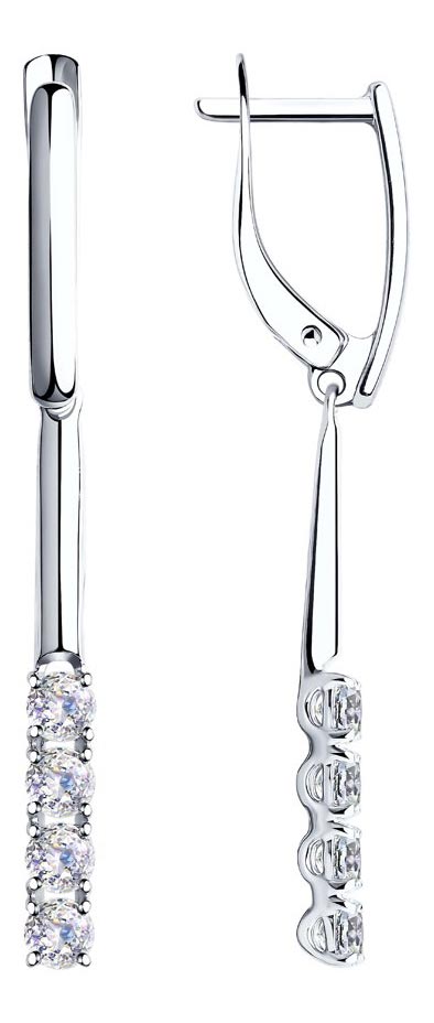 Длинные серьги из белого золота SOKOLOV 81020278 с фианитами Swarovski