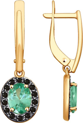 Золотые серьги с подвесками SOKOLOV 81020363 с фианитами Swarovski