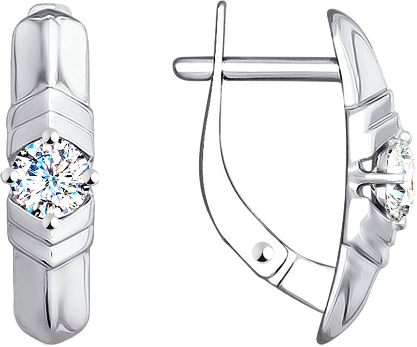 Серьги из белого золота SOKOLOV 81020377 с фианитами Swarovski
