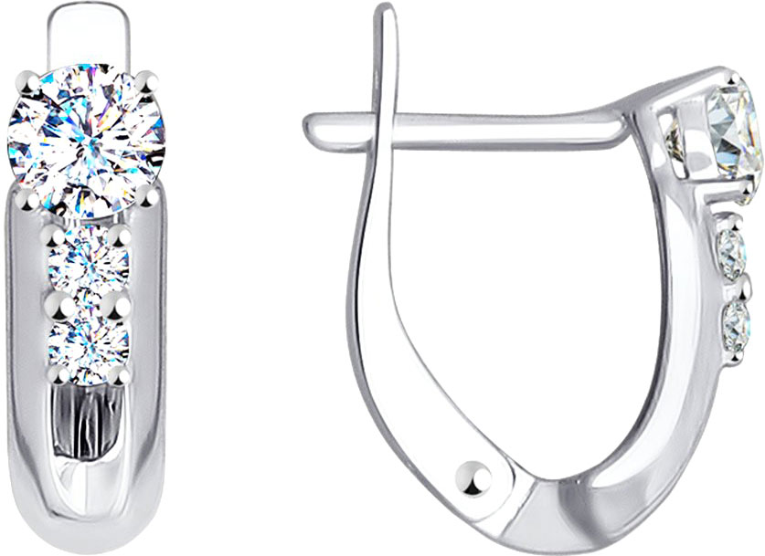 Серьги из белого золота SOKOLOV 81020393 с фианитами Swarovski