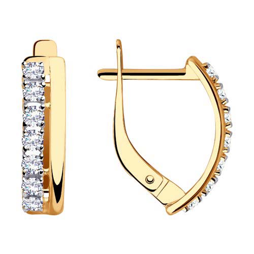 Золотые серьги SOKOLOV 81020430_s c фианитом, cо Swarovski