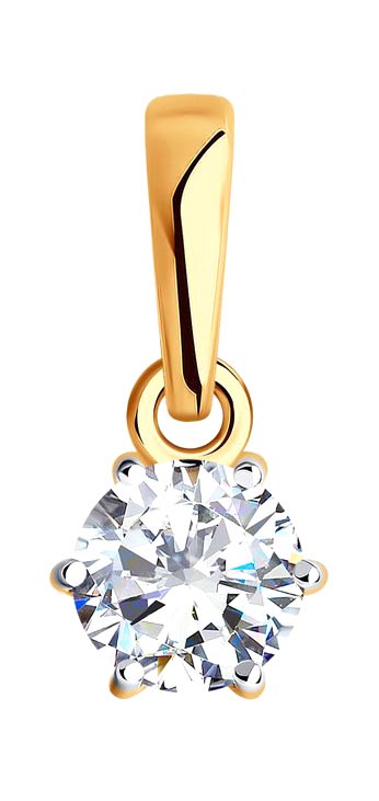 Золотая подвеска SOKOLOV 81030194 с фианитом Swarovski