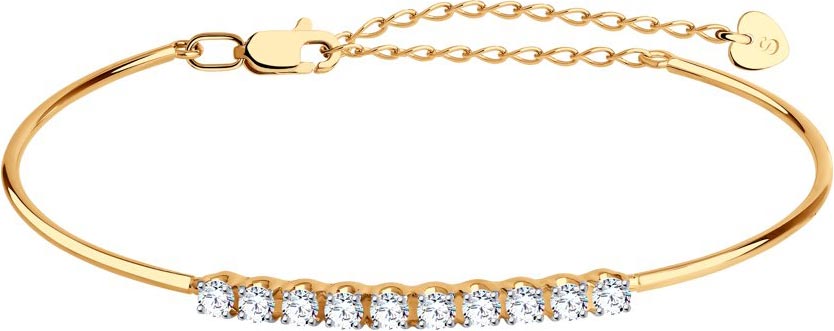 Золотой жесткий браслет SOKOLOV 81050041 с фианитами Swarovski