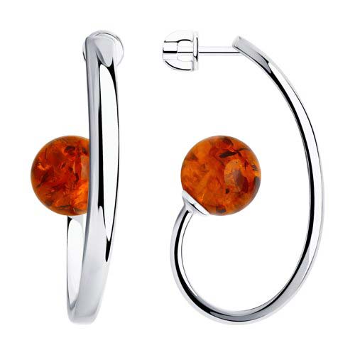 Серебряные серьги SOKOLOV 83020085_s c янтарем