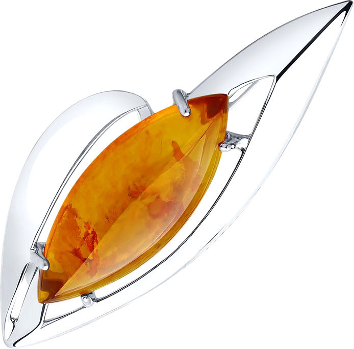 Серебряная брошь SOKOLOV 83040014 с янтарем