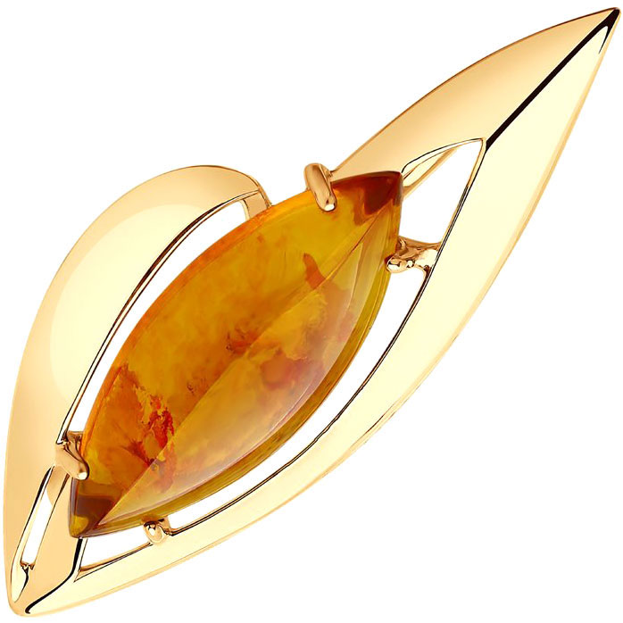 Серебряная брошь SOKOLOV 83040015 с янтарем
