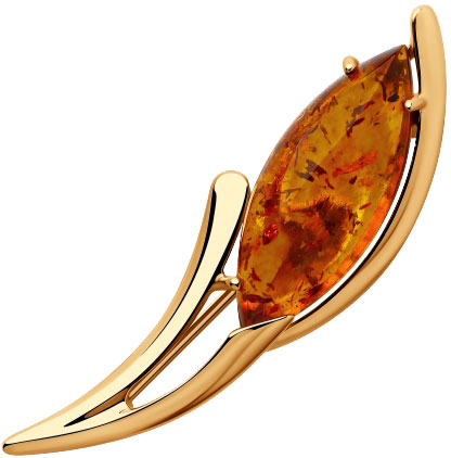Серебряная брошь SOKOLOV 83040018 с прессованным янтарем