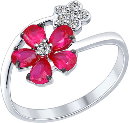 Серебряное кольцо SOKOLOV 84010027 с корундами, фианитами