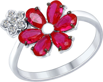 Серебряное кольцо SOKOLOV 84010028 с корундами, фианитами