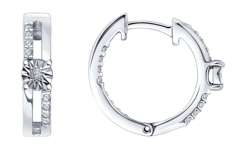 Серебряные серьги SOKOLOV 87020064 с бриллиантами, фианитами