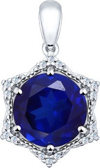 Серебряный кулон SOKOLOV 88030006 с сапфиром, фианитом
